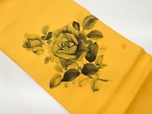 作家物　塩瀬手描き薔薇模様名古屋帯